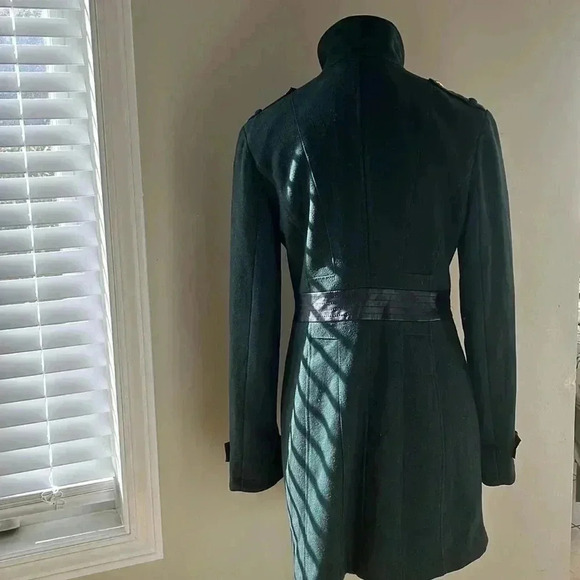 [S]  Miss Sixty Women's Zip Front Wool Blend Green Military Pea Coat - Picture 8 of 12
